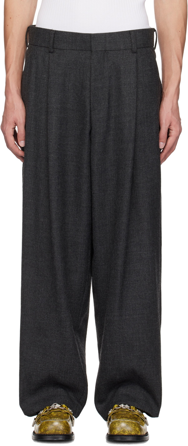 kolor Gray Wide Wool Trousers