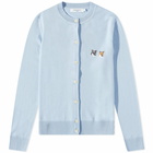 Maison Kitsuné Men's Double Fox Head Patch R-Neck Cardigan in Pale Blue