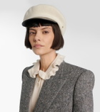 Valentino VLogo leather-trimmed wool newsboy cap