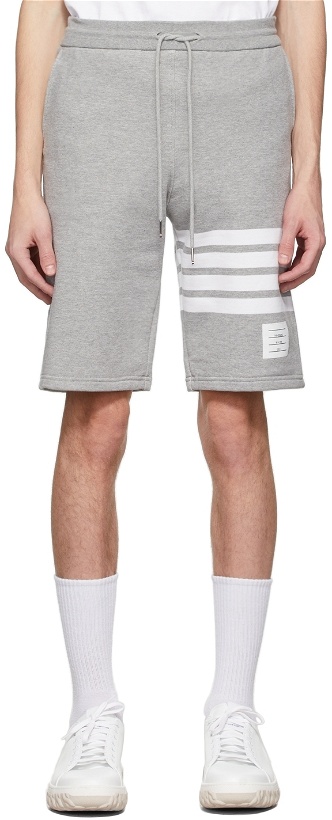 Photo: Thom Browne Grey Engineered 4-Bar Sweat Shorts