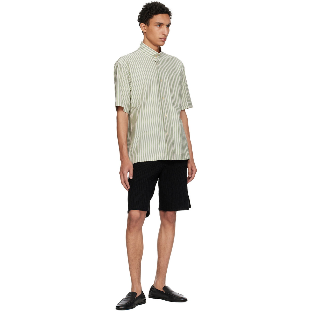 HOMME PLISSÉ ISSEY MIYAKE Green Stripe Jersey Shirt