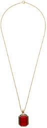 Ernest W. Baker SSENSE Exclusive Gold & Red Stone Necklace