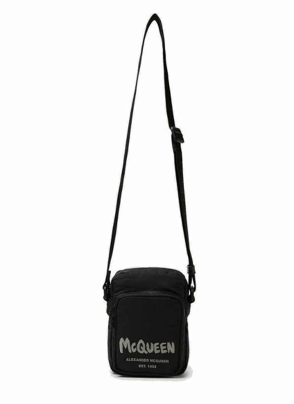 Photo: Graffiti Logo Mini Messenger Crossbody Bag in Black