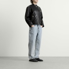 MKI Men's Cropped Leather Racer Jacket in Black