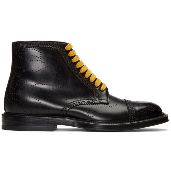 Gucci Black Formal Lace-Up Boots Gucci
