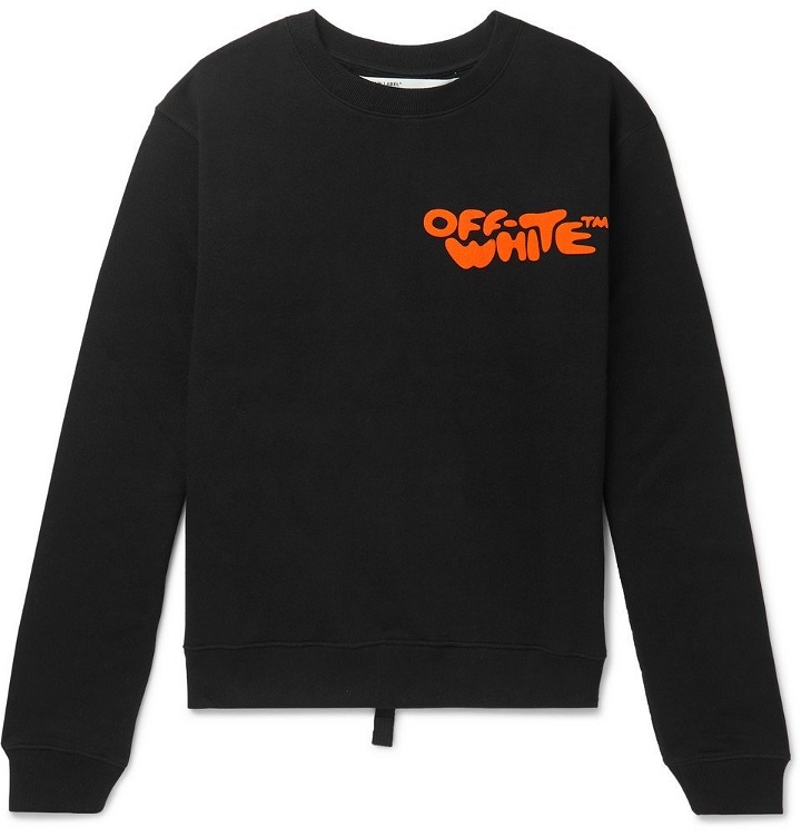 Photo: Off-White - Logo-Print Loopback Cotton-Jersey Sweatshirt - Men - Black