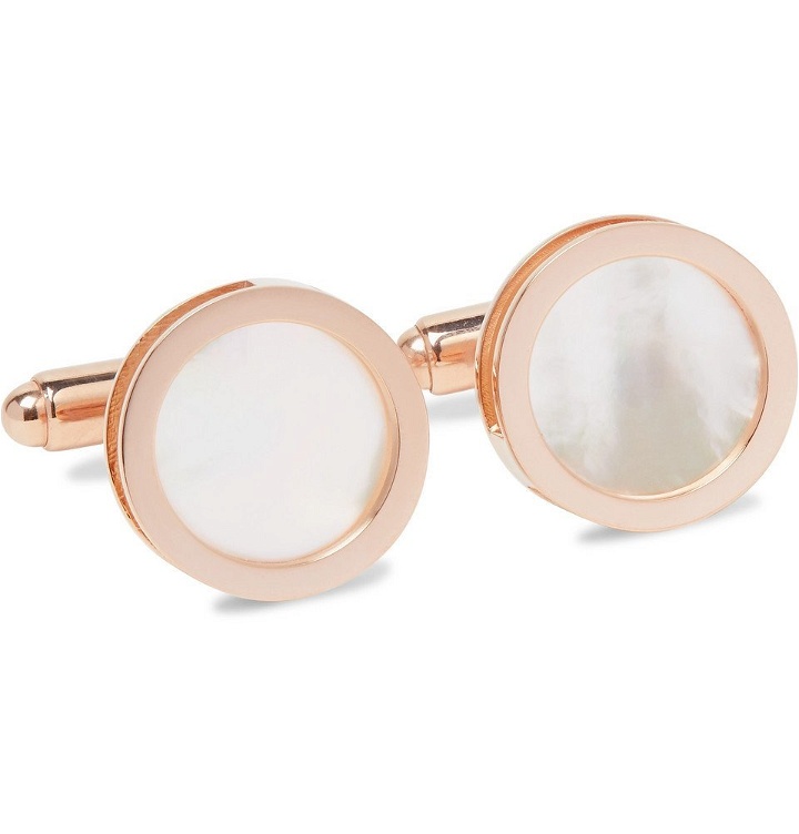 Photo: Lanvin - Rose Gold-Plated Onyx and Mother-of-Pearl Cufflinks - Rose gold