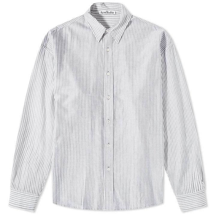 Photo: Acne Studios Men's Setiro Embroidered Stripe Shirt in Grey/White
