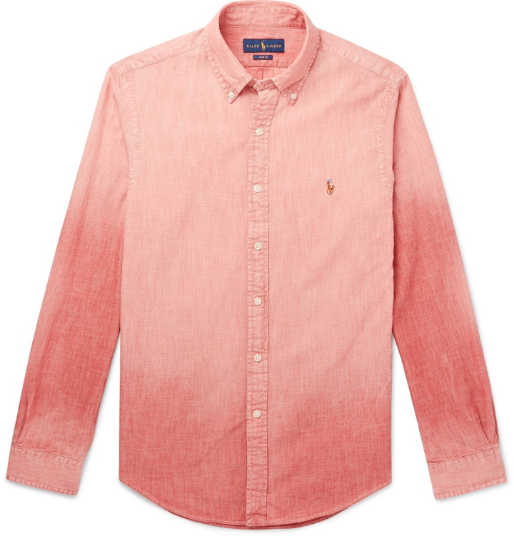 Photo: Polo Ralph Lauren - Slim-Fit Button-Down Collar Dégradé Linen-Chambray Shirt - Red