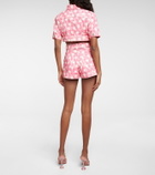 Alessandra Rich Heart-print high-rise denim shorts