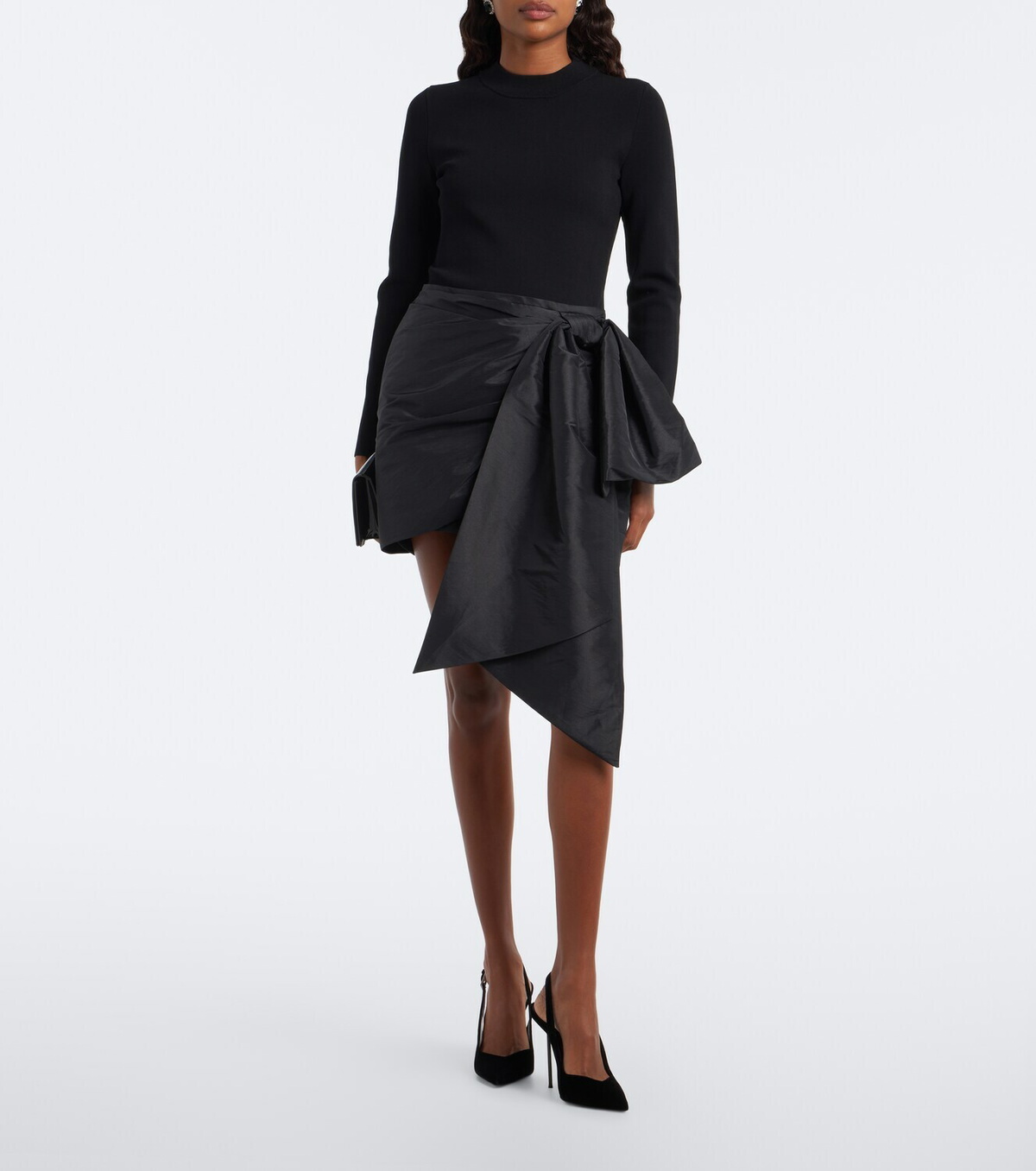 Simkhai Bow-detail knitted taffeta minidress