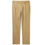 Altea - Tapered Pleated Stretch-Cotton Trousers - Brown