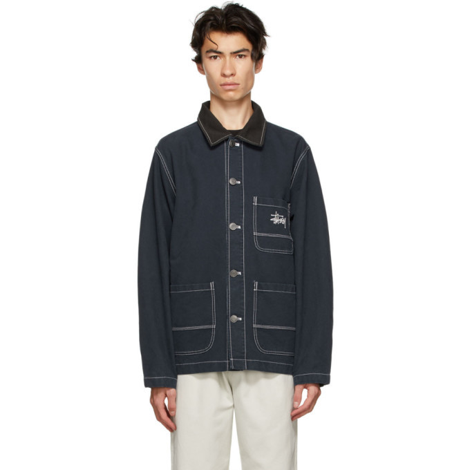 Photo: Stussy Navy Brushed Moleskin Chore Jacket