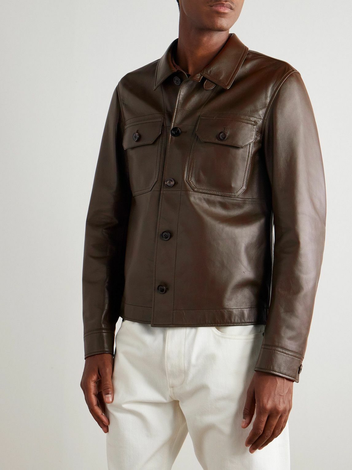 TOM FORD - Leather Jacket - Brown TOM FORD