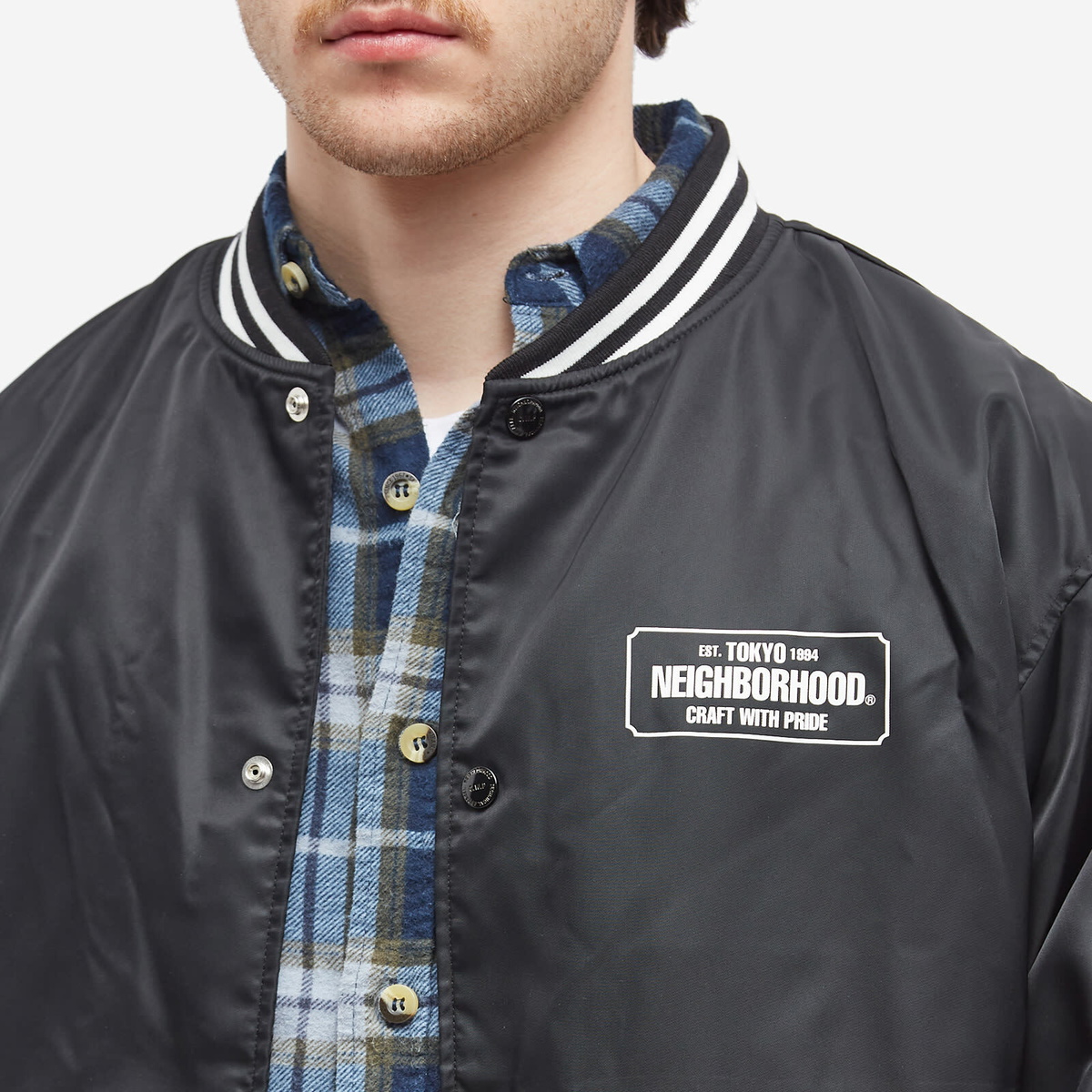 Neighborhood Men's Logo Baseball Jacket in Black