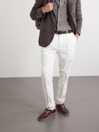 Brunello Cucinelli - Coda di Rondine Leather-Trimmed Waxed-Suede Sneakers - Burgundy