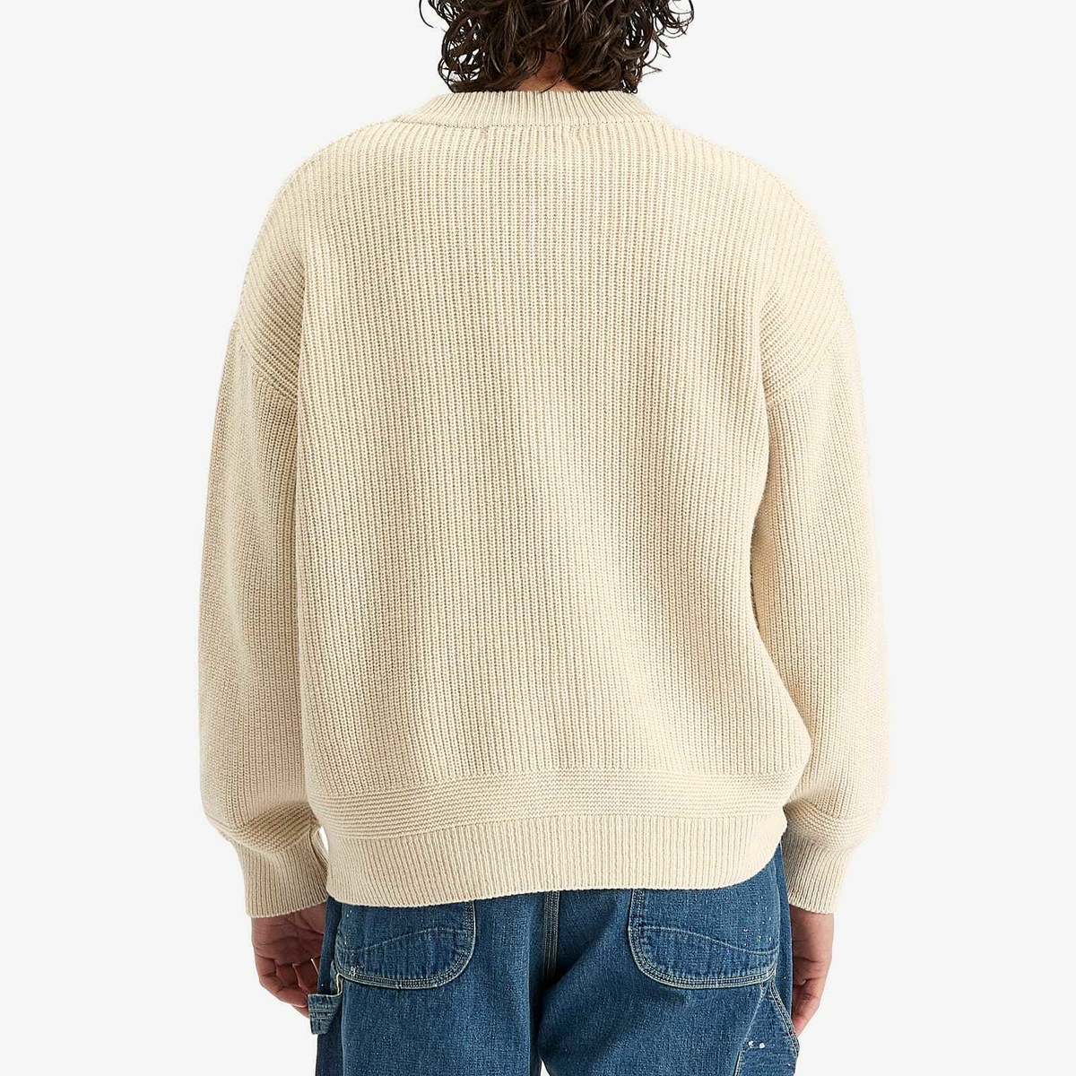 FrizmWORKS Men's Heavy Wool Cardigan in Cream