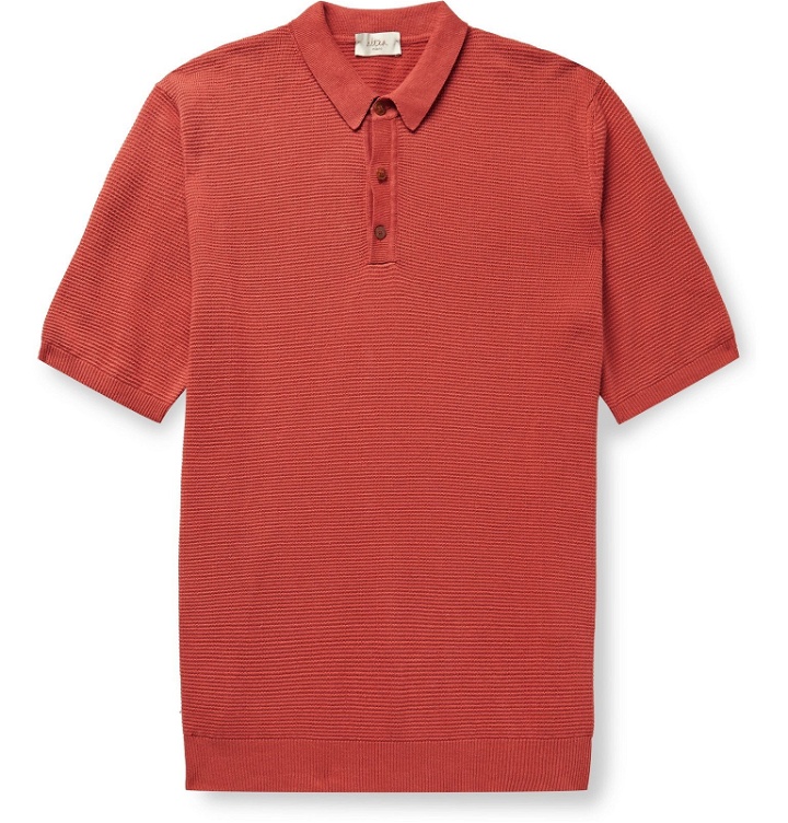 Photo: Altea - Textured Linen and Cotton-Blend Polo Shirt - Red