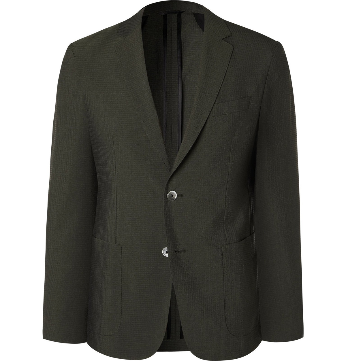 Hugo Boss - Slim-Fit Wool-Blend Seersucker Jacket - Green Hugo Boss