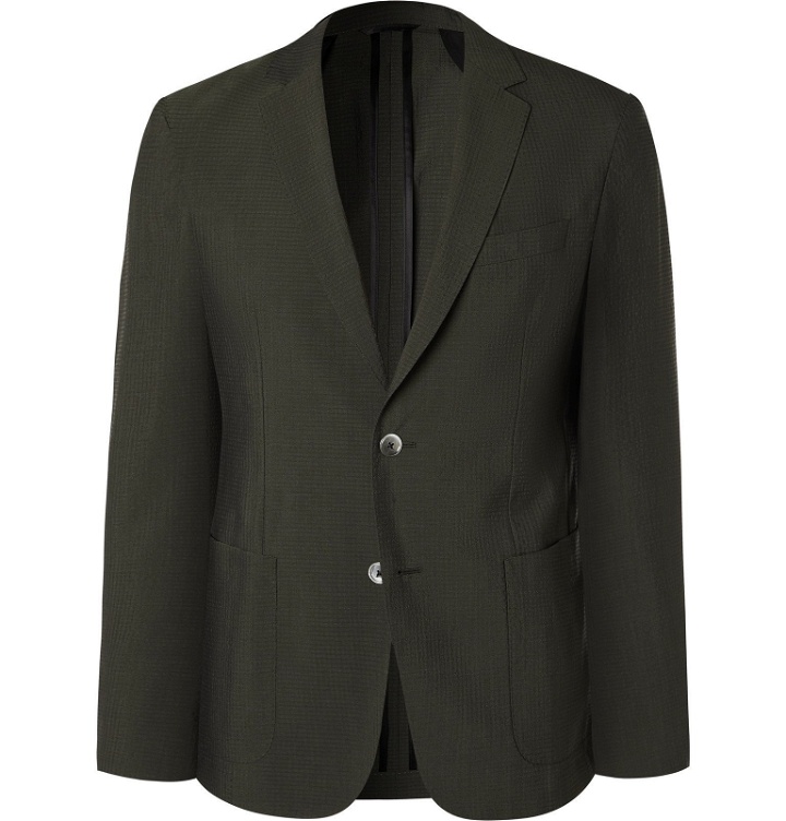 Photo: Hugo Boss - Slim-Fit Wool-Blend Seersucker Suit Jacket - Green