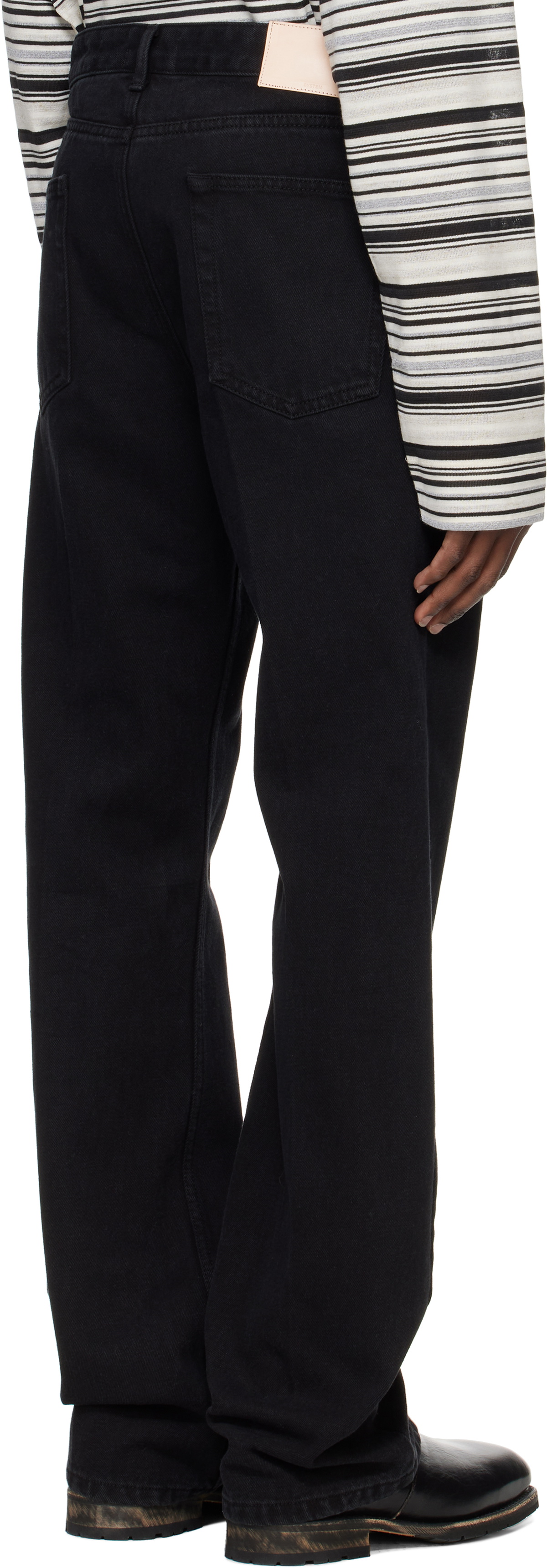 System Black Straight Slim Bootscut Denim Jeans