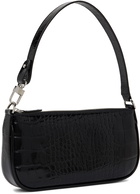 BY FAR Black Croc Rachel Shoulder Bag