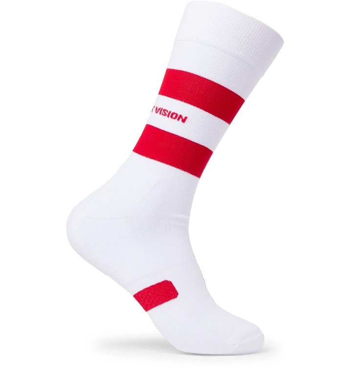 Photo: DISTRICT VISION - Fred Striped Stretch Cotton-Blend Running Socks - White