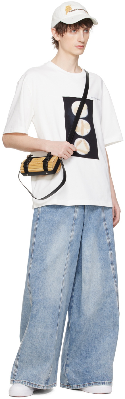 Feng Chen Wang Beige & Black Strap Small Bamboo Bag
