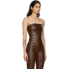 Rosetta Getty Brown Leather Strapless Top