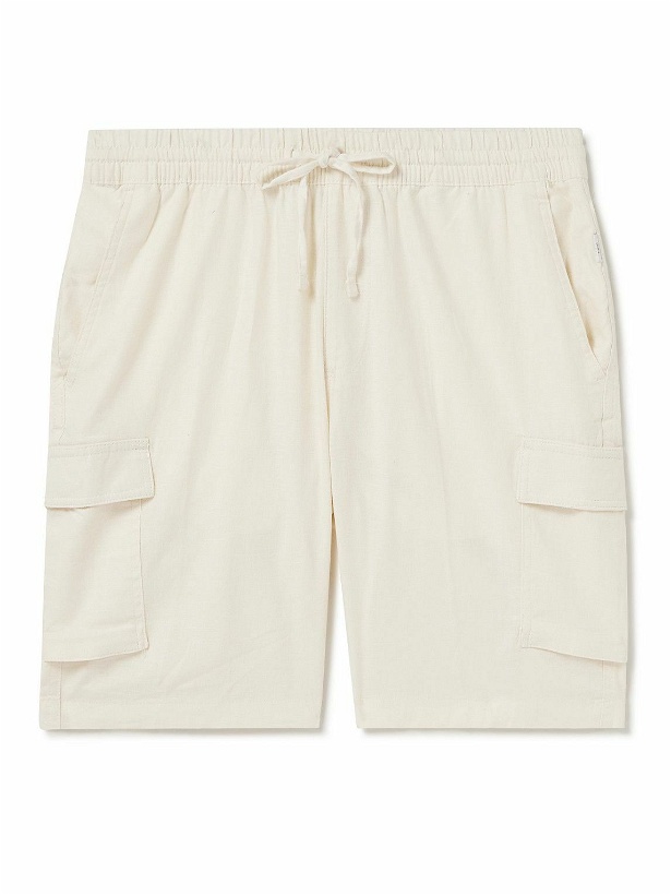 Photo: Onia - Straight-Leg Linen-Blend Drawstring Cargo Shorts - White