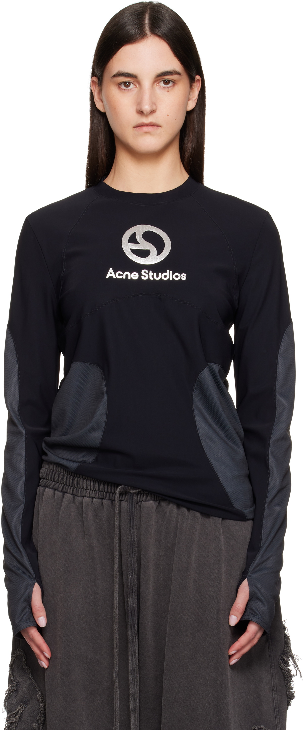 Acne Studios Black Long Sleeve Logo T-shirt Acne Studios