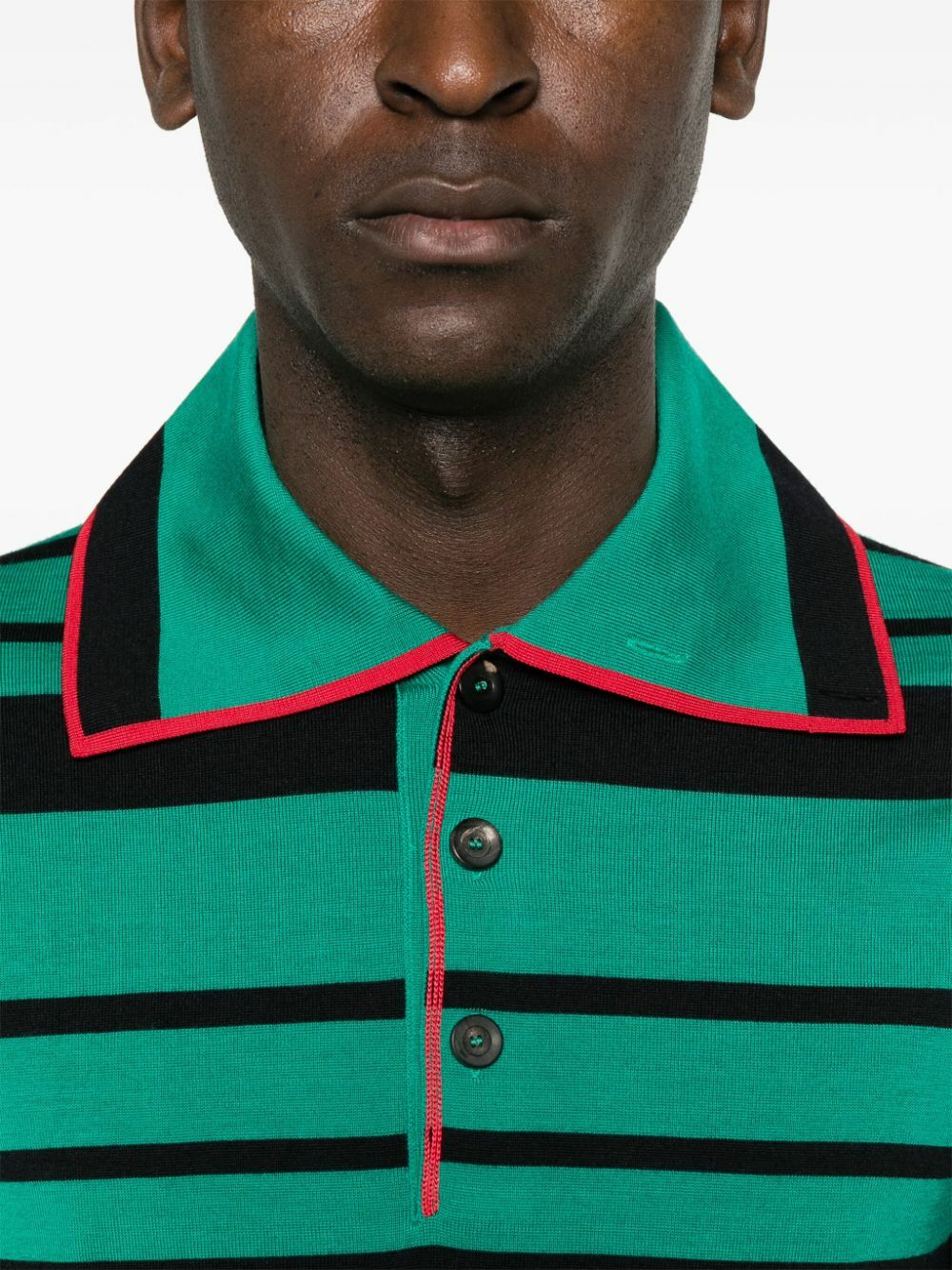 Wales Bonner Striped Long-Sleeve Polo Shirt Wales Bonner