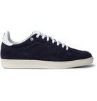 AMI - Leather-Trimmed Suede Sneakers - Men - Navy