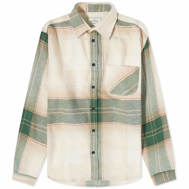 Photo: Portuguese Flannel Men's Sqoia Check Shirt in Beige/Green