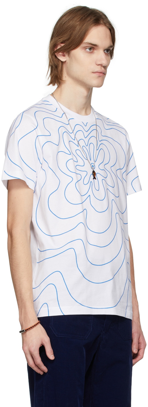 Marni White & Blue Floral Logo T-Shirt Marni