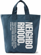 Neighborhood - Logo-Print Garment-Dyed Cotton-Canvas Tote Bag - Blue