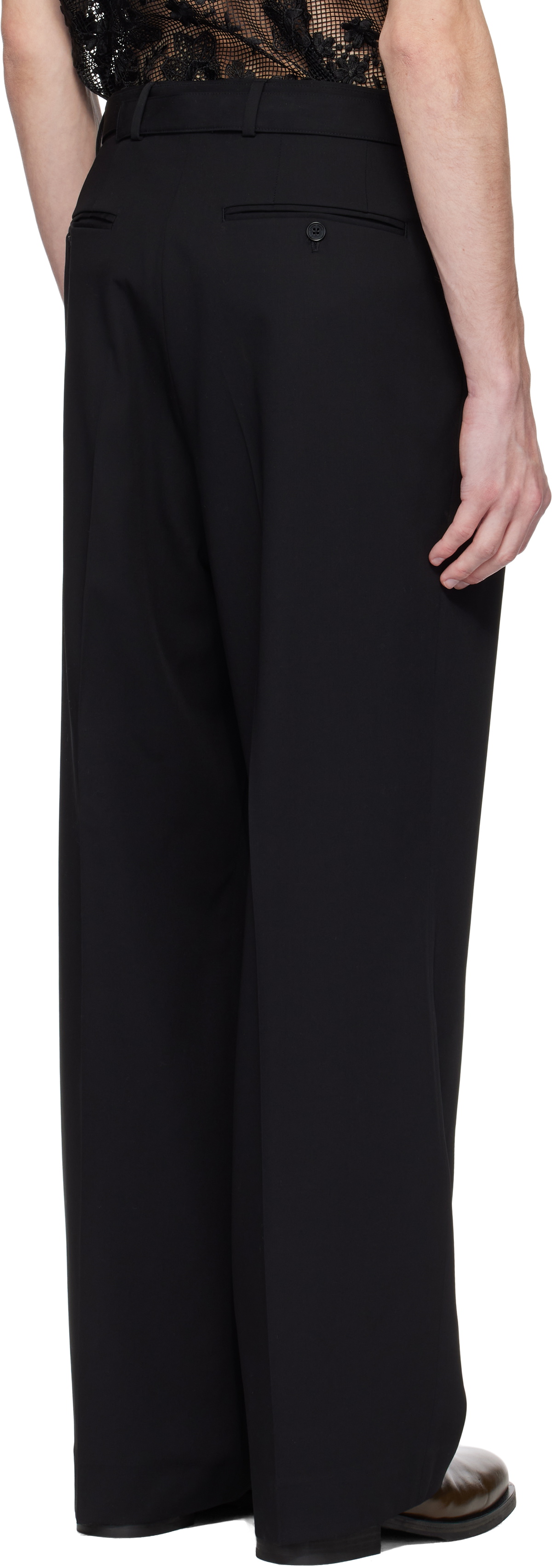 CMMN SWDN Black Omari Double Pleated Trousers