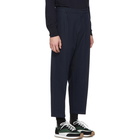 Studio Nicholson Navy Tapered Double Pleat Trousers