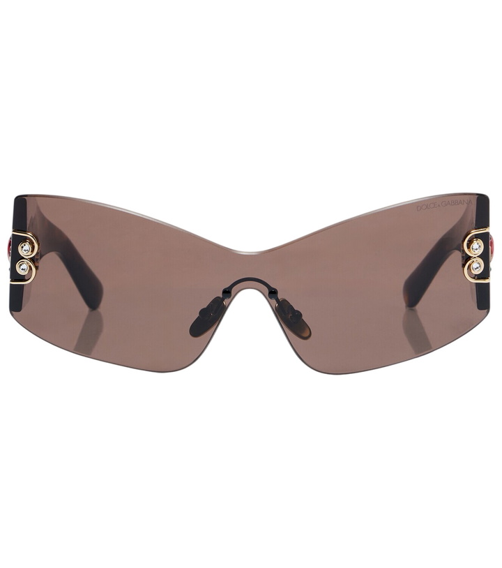 Photo: Dolce&Gabbana Embellished rectangular sunglasses