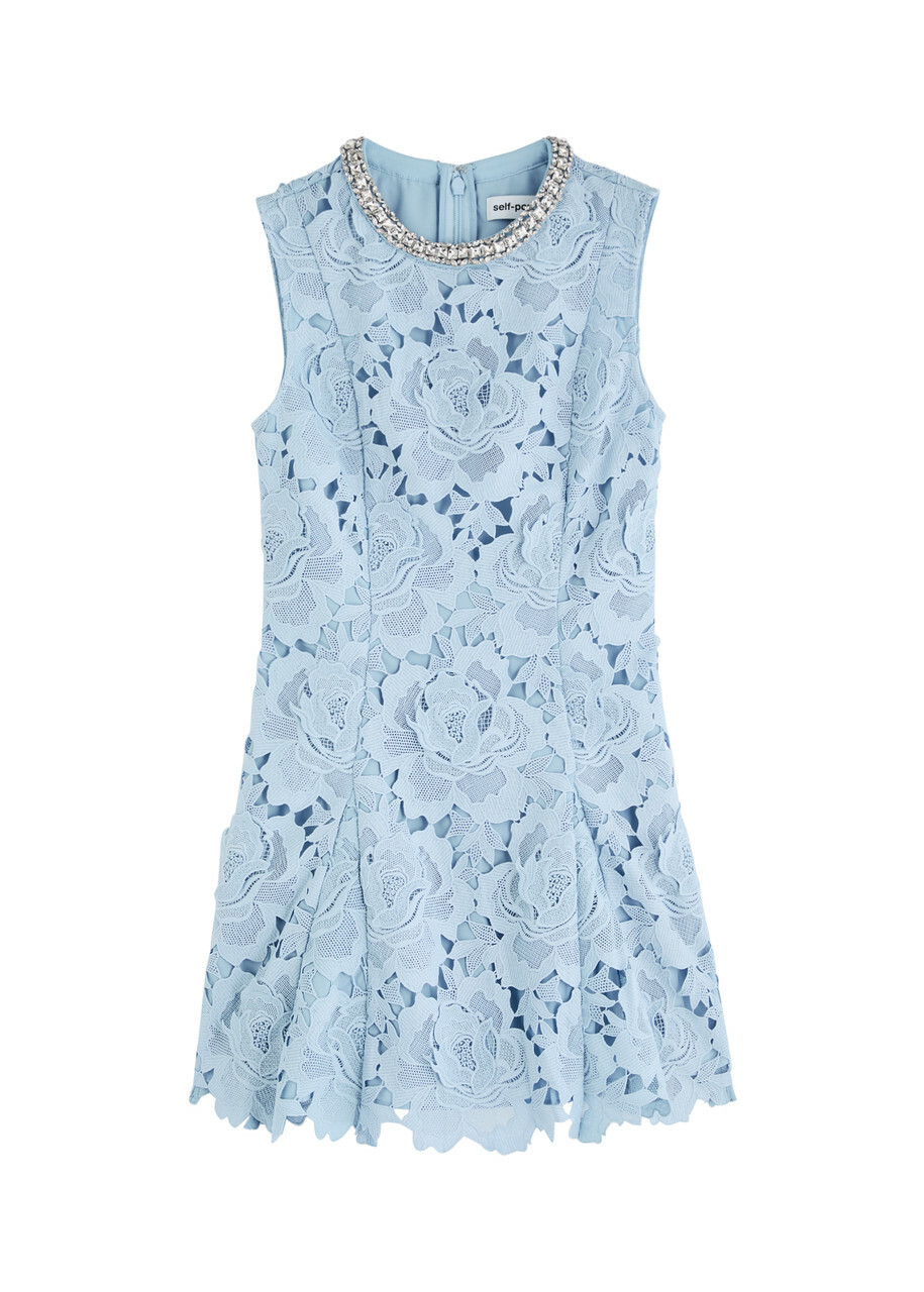 open lace back dress Self-portrait Guipure lace dress Blue - Women main image 0