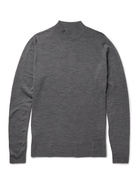 John Smedley - Funnel-Neck New Wool Sweater - Gray