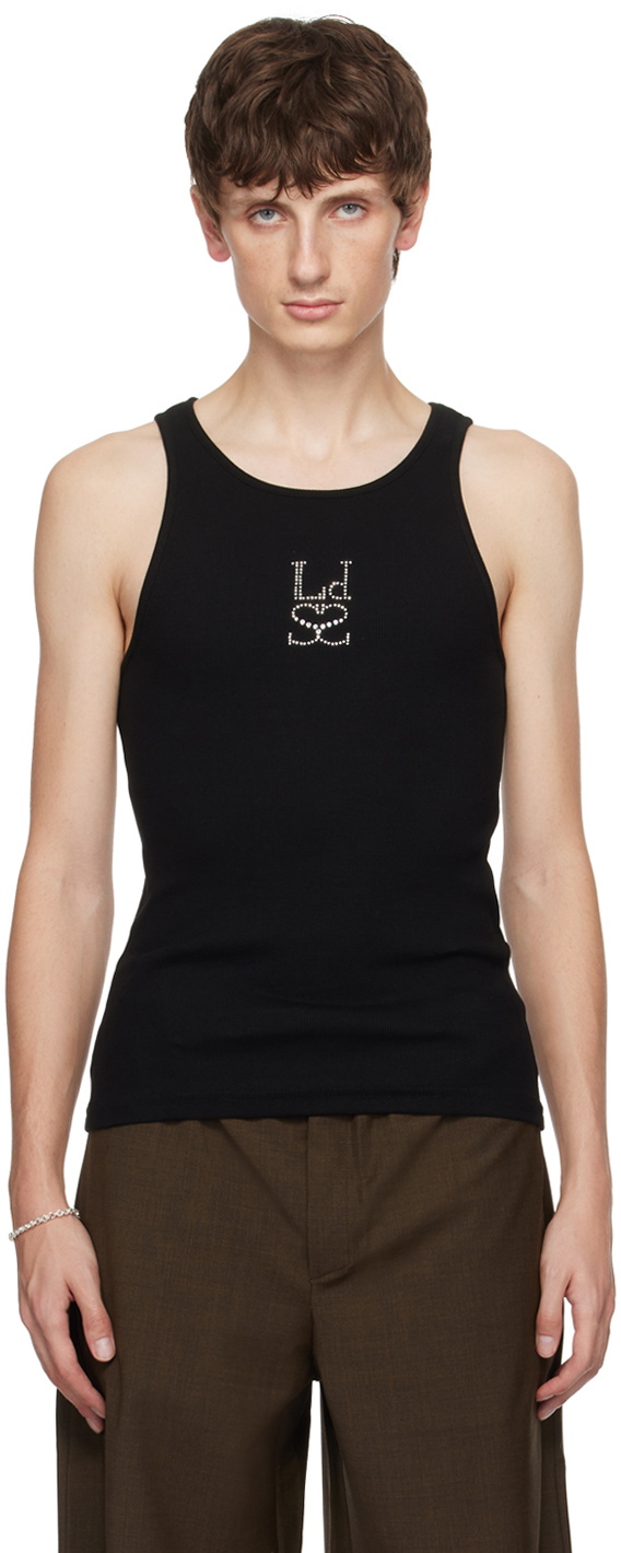 Ludovic de Saint Sernin Black Crystal-Cut Tank Top