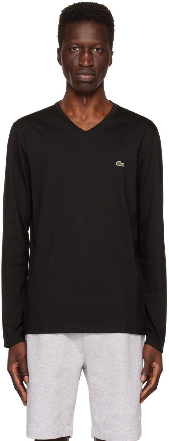 Lacoste long sleeve outlet v neck t shirt