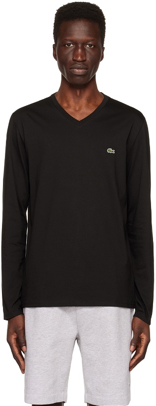 Photo: Lacoste Black V-Neck Long Sleeve T-Shirt