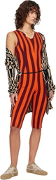 Dries Van Noten Orange & Burgundy Knitted Jumpsuit
