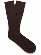 Zegna - Ribbed Cashmere-Blend Socks