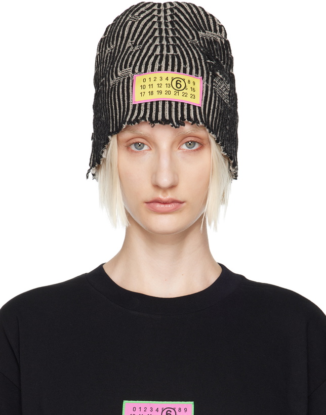 Photo: MM6 Maison Margiela Black & Beige Amended Bicolor Beanie