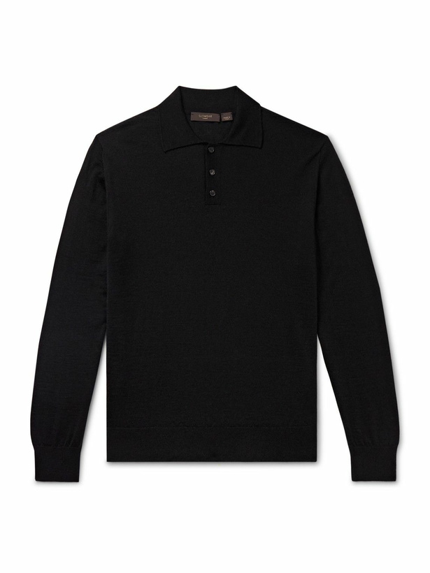 Photo: Incotex - Incotex Zanone Slim-Fit Cashmere and Silk-Blend Polo Shirt - Black