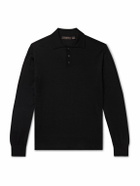 Incotex - Incotex Zanone Slim-Fit Cashmere and Silk-Blend Polo Shirt - Black