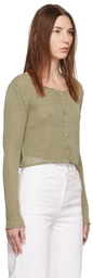 AMOMENTO Green Linen Cropped Cardigan